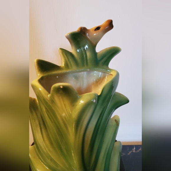 Vintage Giraffe with 🌴 Tropical Palm Ceramic Planter & Vase - Picture 5 of 16